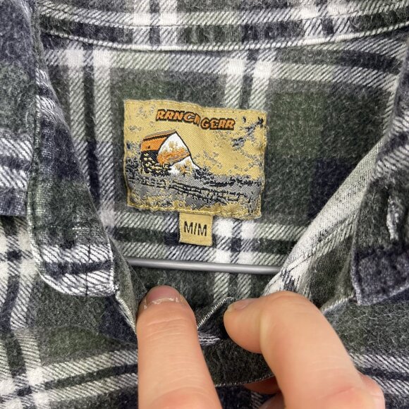 Ranch Gear Flannel Lumberjack Button Shirt Forest Green Western Men Sz M - Picture 5 of 13